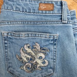 Paige embroidered jeans in lighter wash